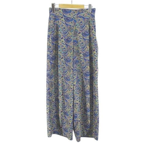SOEJU ソージュ ペイズリー柄 ロング丈 ワイドパンツ M 青系 ブルー 日本製 ポケット