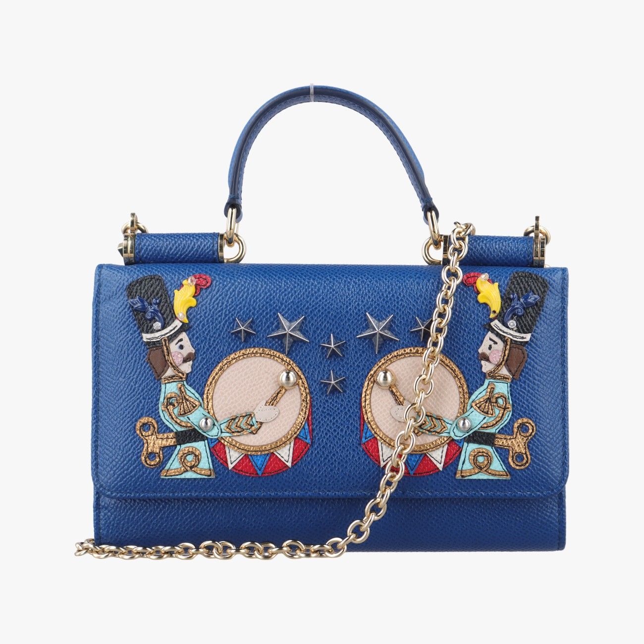 ドルチェ＆ガッバーナDolce - Gabbanaシシリー ブルー×マルチカラー レザー