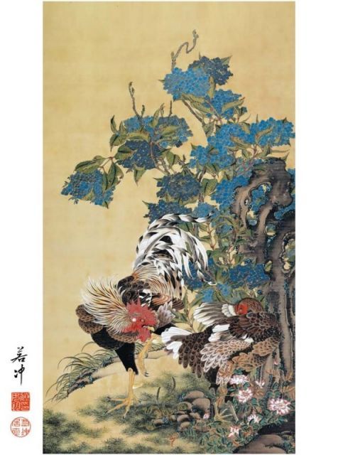 真作】絵画 川崎彰久 日本画10号 花鳥画 優美な蘭と鳥