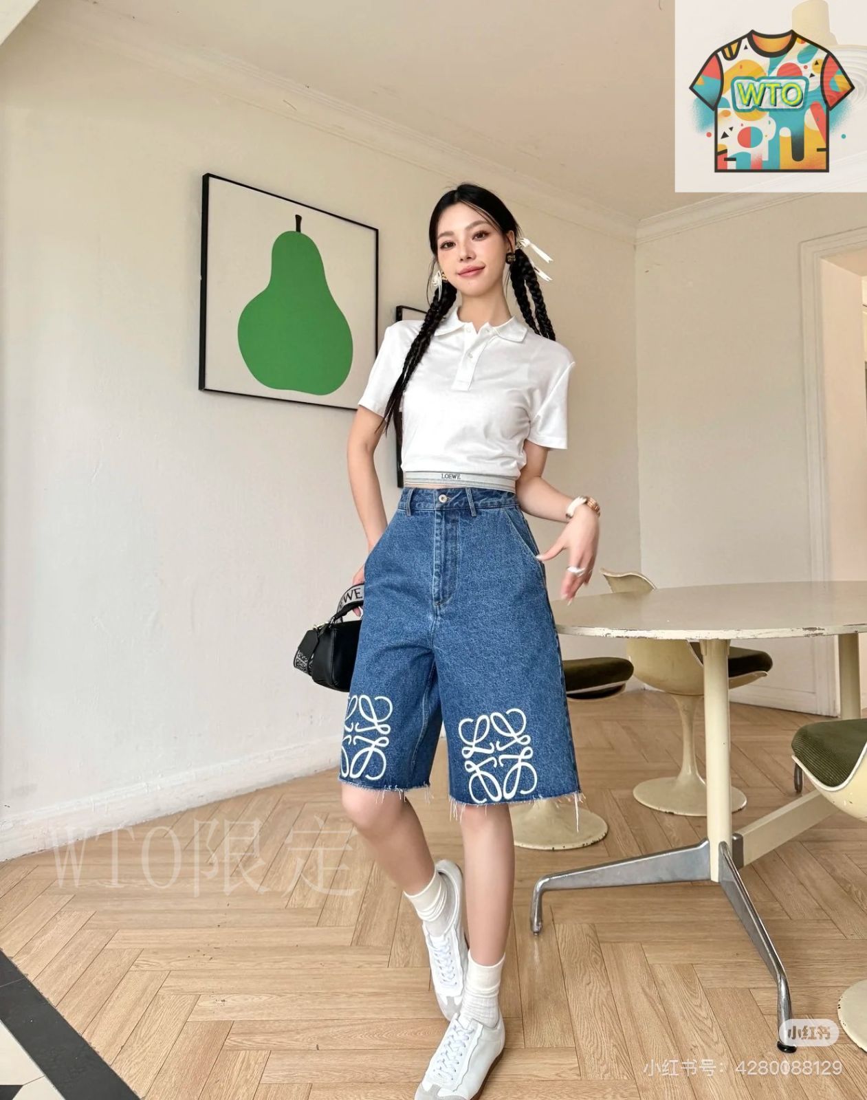 【美脚効果抜群♪】LOEWE アナグラム デニムショートパンツ LOEWE Anagram(ロエベ アナグラム) ショートパンツ(レディース