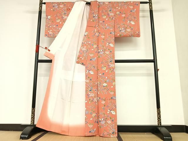 上質な小紋袷着物　枝花文 上質な小紋袷着物 枝花文
