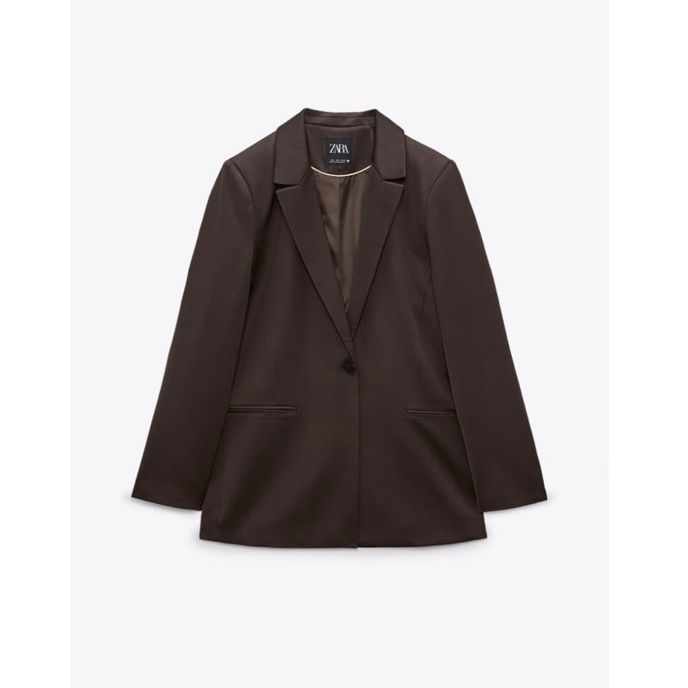 ZARA サテン地 ブレザー ブラウン 茶 ジャケット XS 大きめ - メルカリ