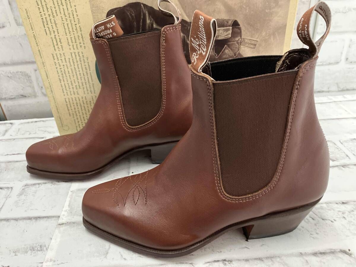 R.M.Williams サイドゴアブーツ ショートブーツ ブラウン レザー 3.5 約23.5cm レディース 箱つき