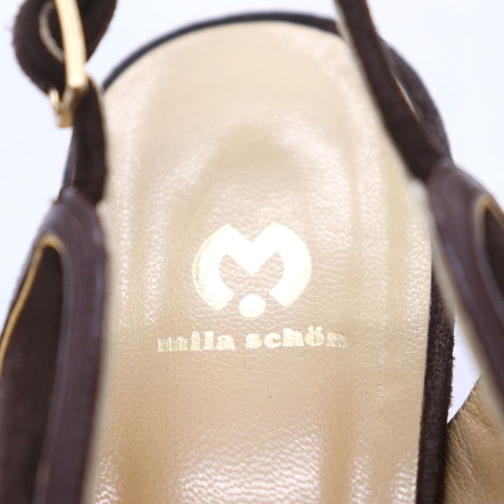 【 Mila Schon 】パンプス 25cm  黒 茶色 ミラショーン パンプス バックストラップ シューズ ブランド 靴