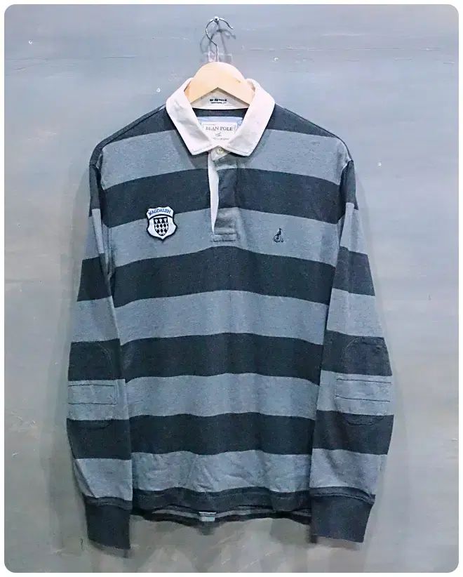 【雷市場（ポンジャン）商品韓国直送】 105 BEAN POLE(ビーンポール) x オックスフォード ロゴ ストライプ ラグビー PK シャツ