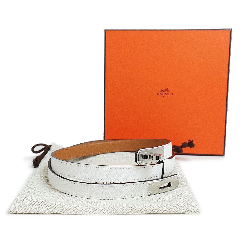【新品未使用】ケリーベルト/ホワイト【HERMES】 HERMES - エルメス HERMES ケリーベルト ベルト 衣料品 ヴォー