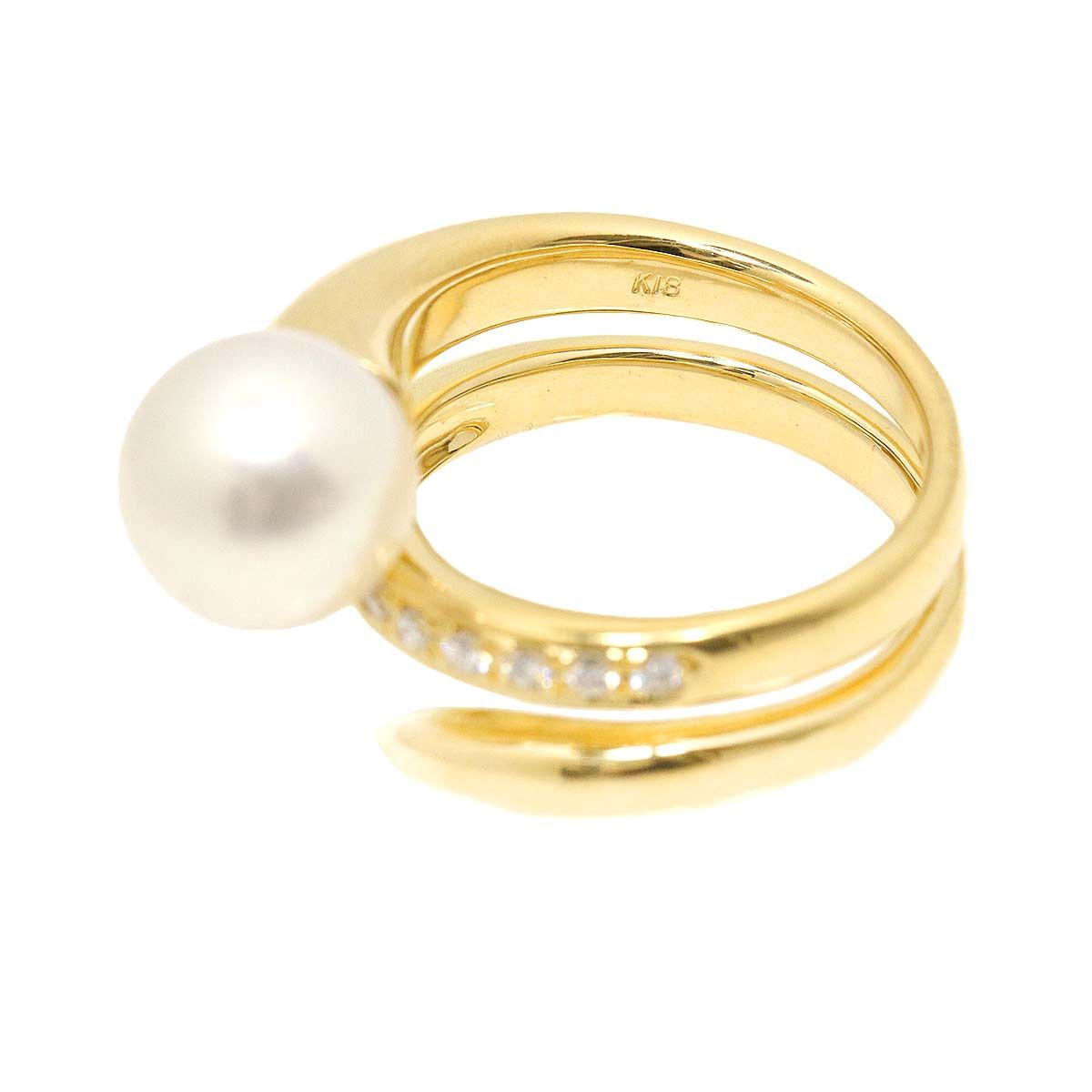 リング 11.5号 白蝶真珠 9.7mm ダイヤ 0.20ct K18 YG イエローゴールド 750 パール 指輪 South Sea pearl  Ring 90225873