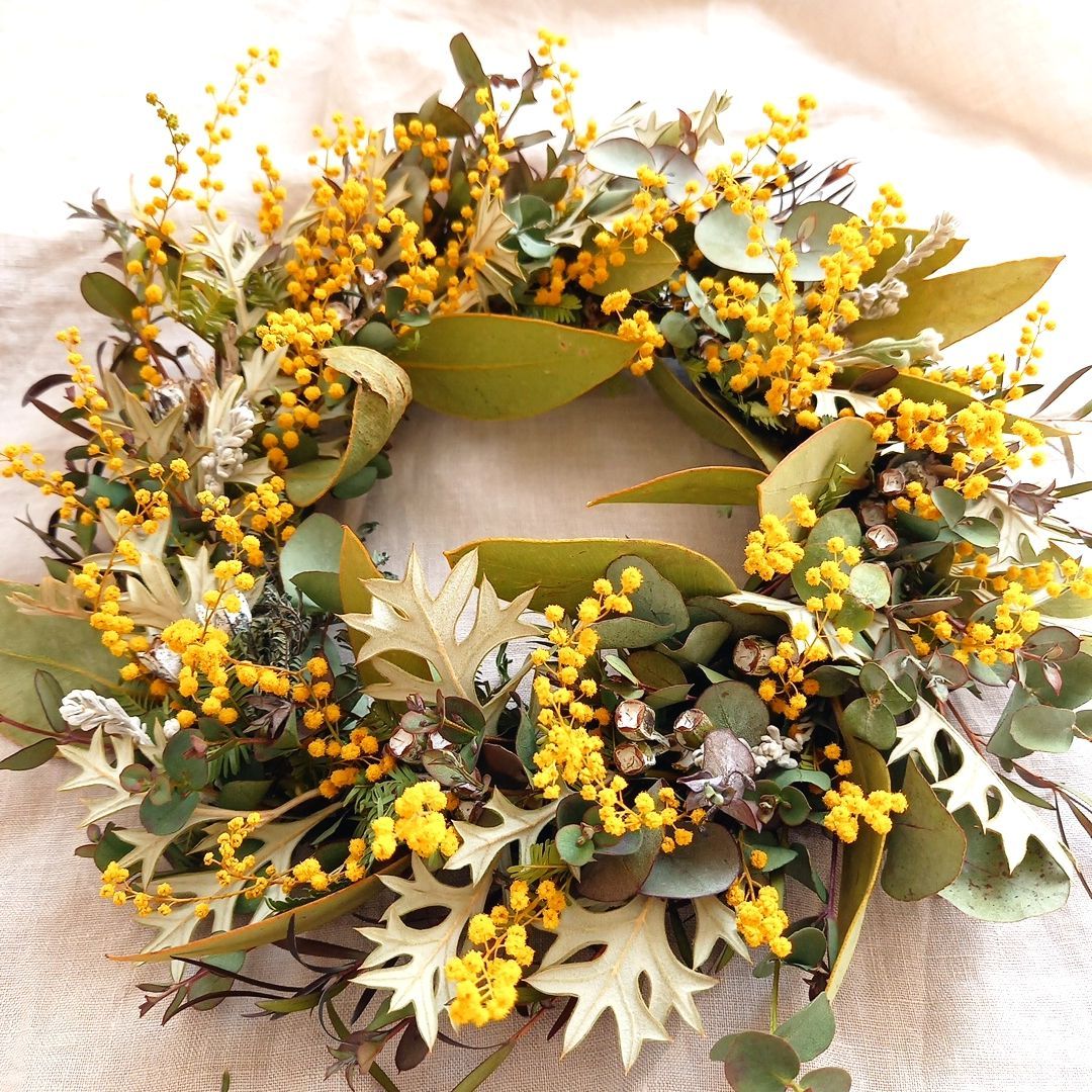 ミモザ.グレビレアゴールドのハーフリース❁︎ 小売 ミモザ.グレビレア