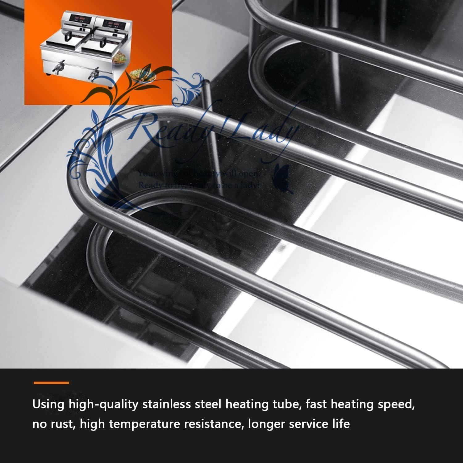 電気フライヤーカウンタートップバスケットステンレススチールカウンタートップフライヤー蓋付き温度調節 レストラン用フライドチキン10L 10L SKLAD-KIRPICHA_RU