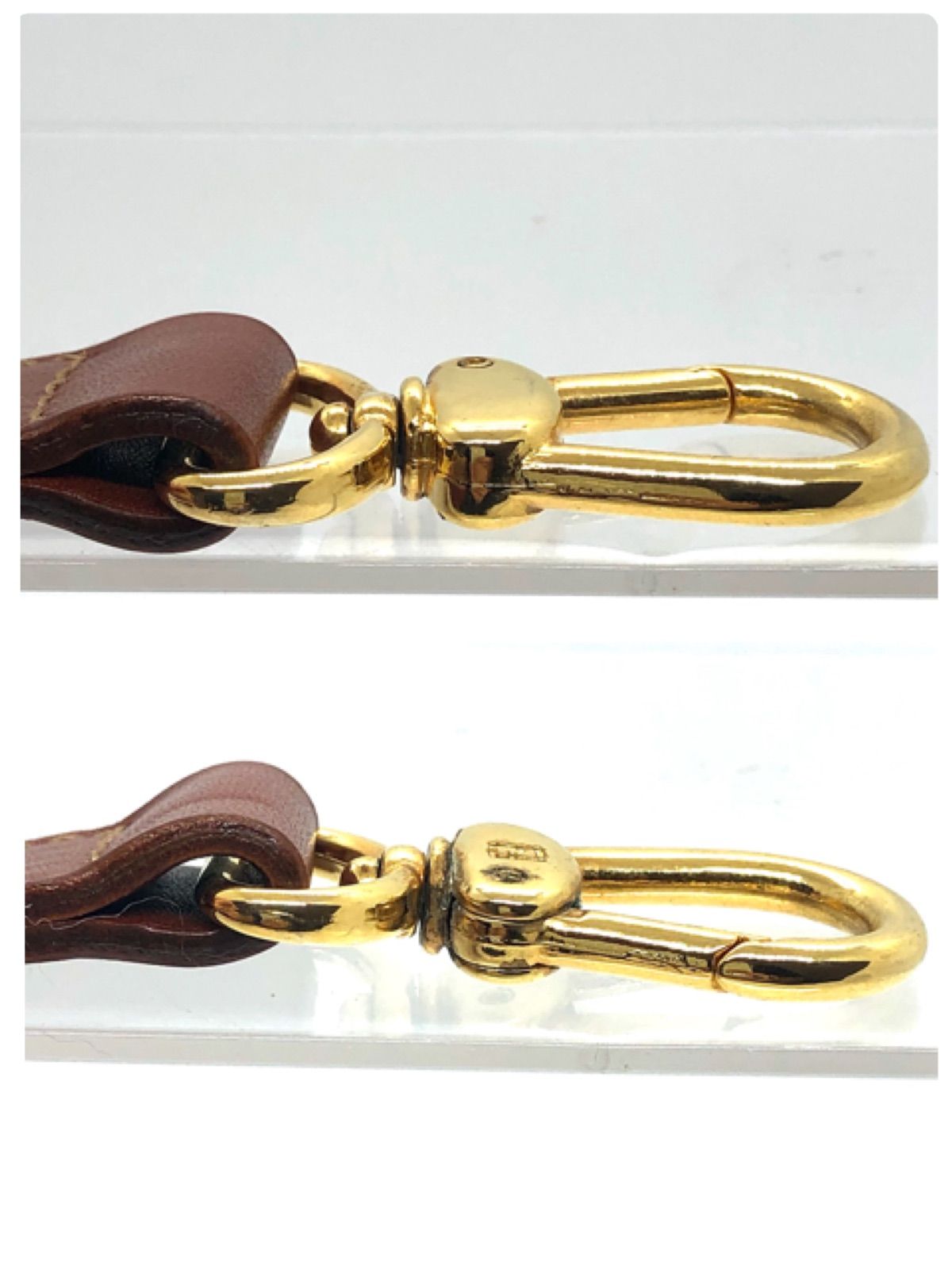 未使用✨フェンディ　ショルダーストラップ　バッグ用　レザー　ゴールド　ロゴ刻印 Fendi】ショルダーストラップ YOU ロゴ ストラップ ゴールド