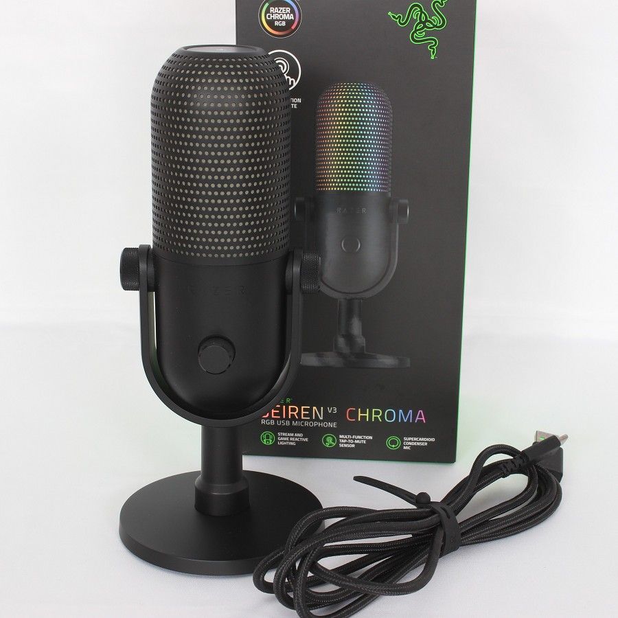 Razer Seiren V3 Chroma RZ19-05060100-R3M1 ブラック コンデンサーマイク タップトゥミュート機能搭載 レイザー 本体