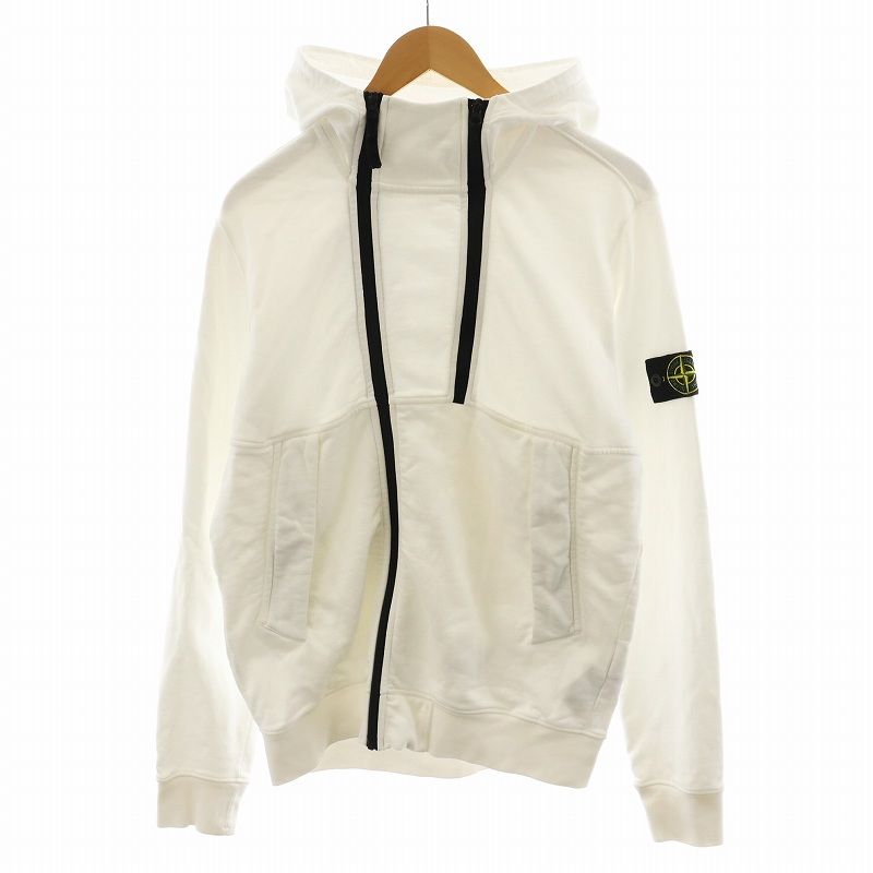 ストーンアイランド STONE ISLAND 20SS パーカー ジップアップ ロゴ コットン L 白 ホワイト 721561051 |AN38