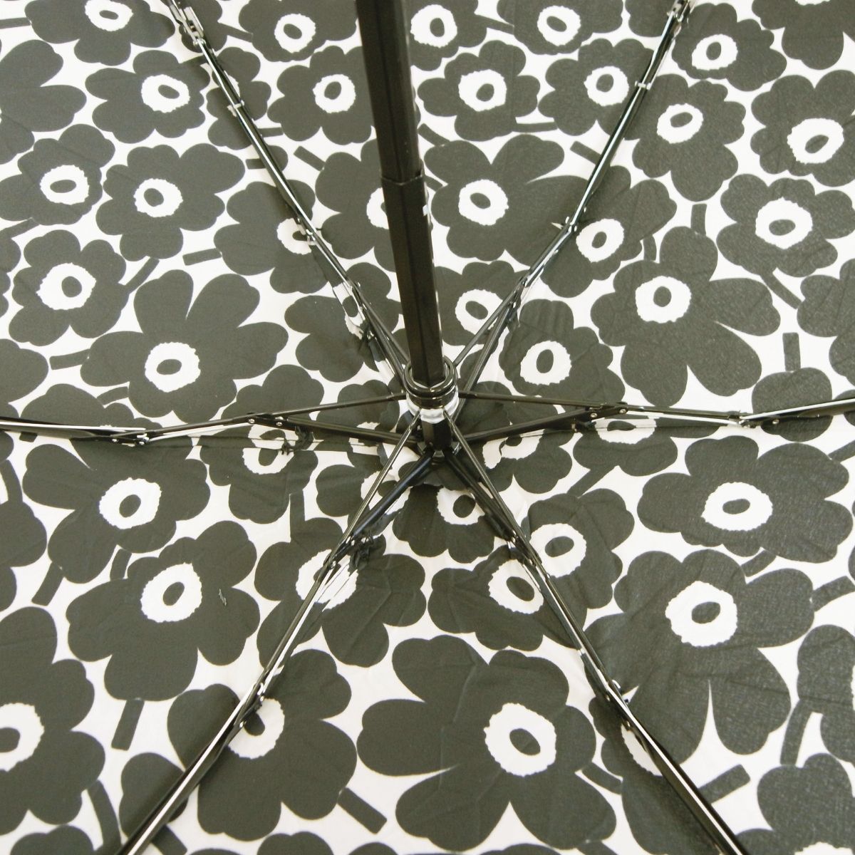 marimekko マリメッコ 傘 折り畳み ◆新品◆ カサMini Unikko ミニ ウニッコ 手動式 ブラック&times;ダークグレー フィンランド 北欧 MA-678