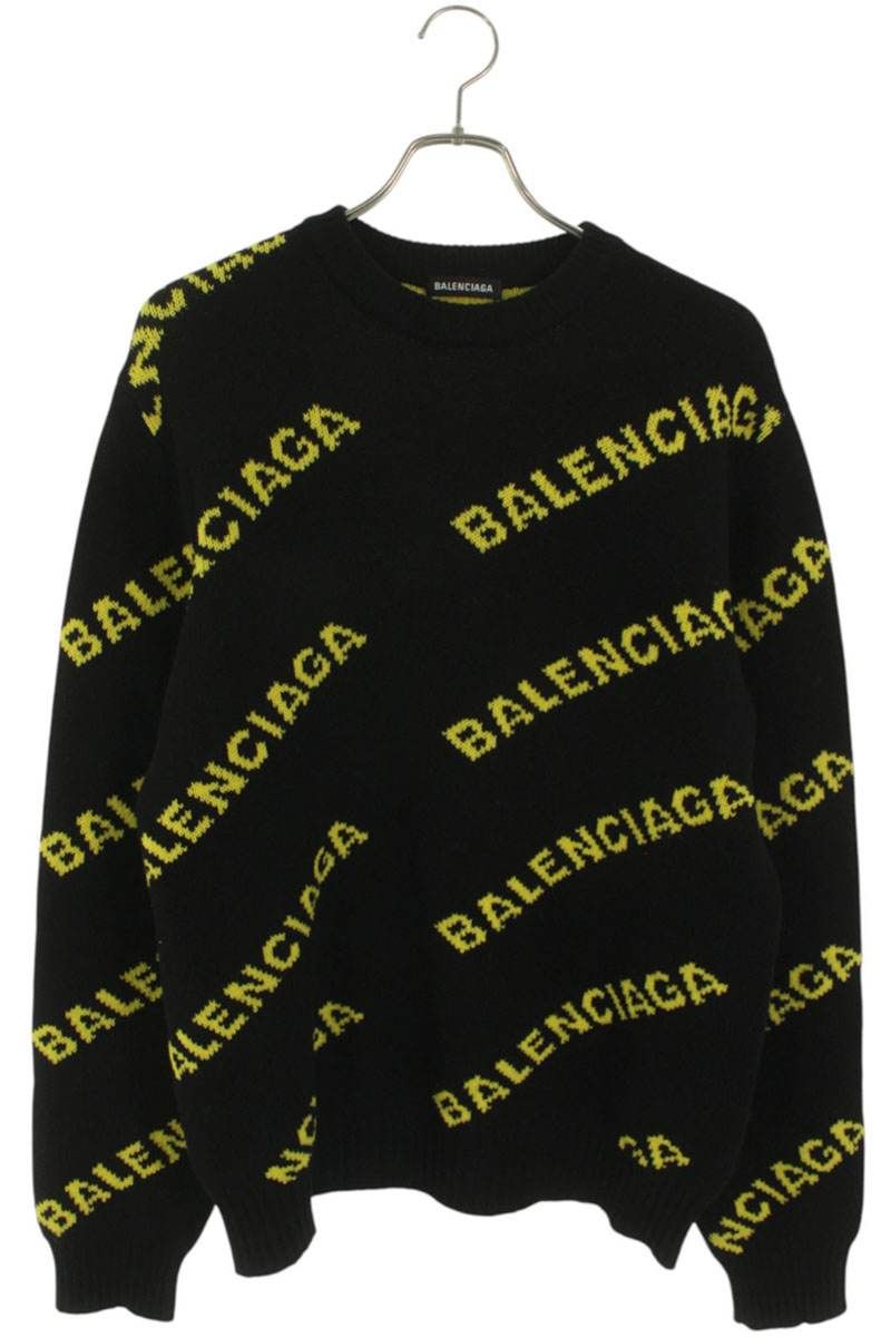 バレンシアガ（BALENCIAGA）の2023ssロゴ入りセーター バレンシアガ 547831 T1473 ロゴ総柄ジャガードニット メンズ M