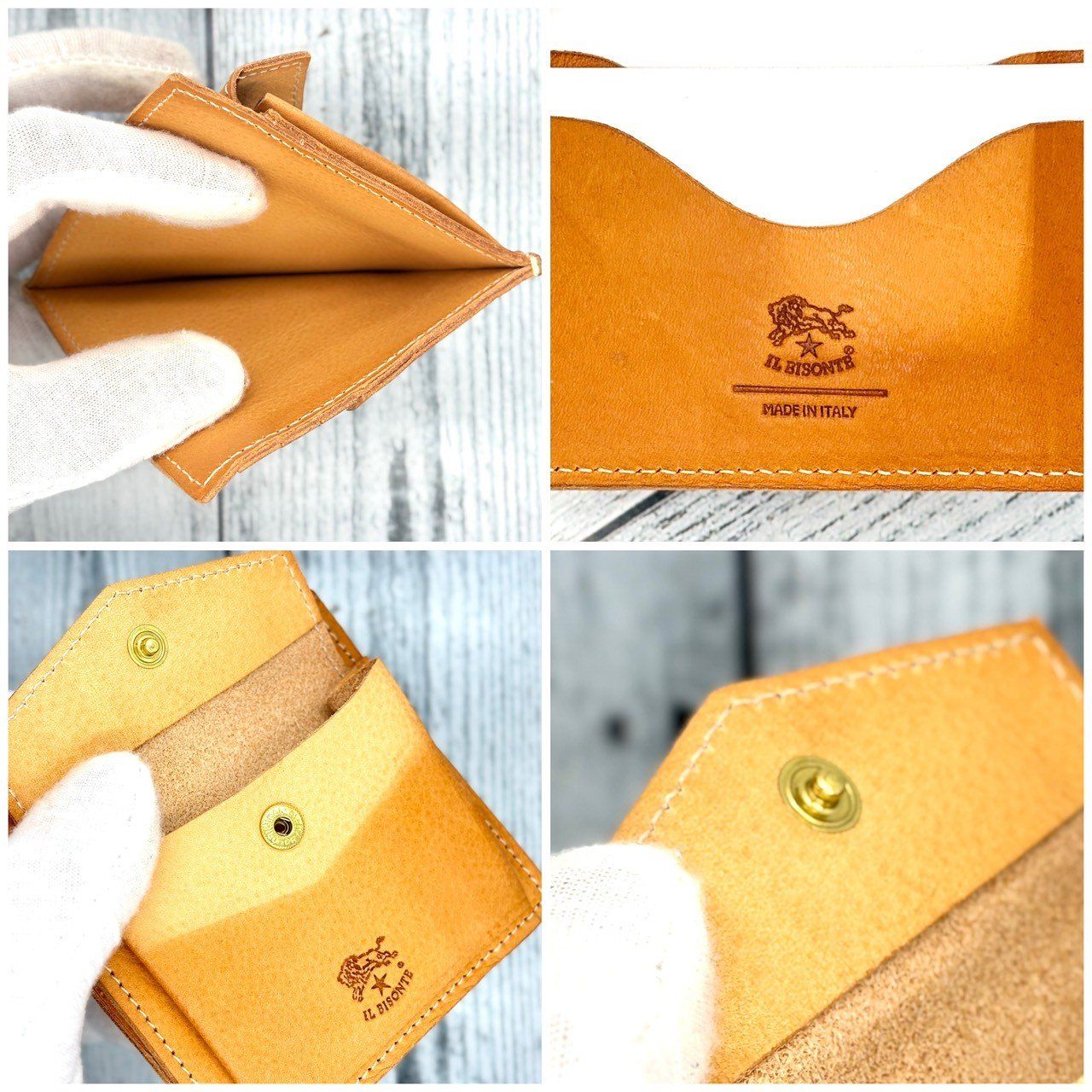 気軽に注文ください！ 革の温もり纏う IL BISONTE イルビゾンテ マネークリップ コインケース カードケース レザー オレンジ 配送商品は通常配送無料