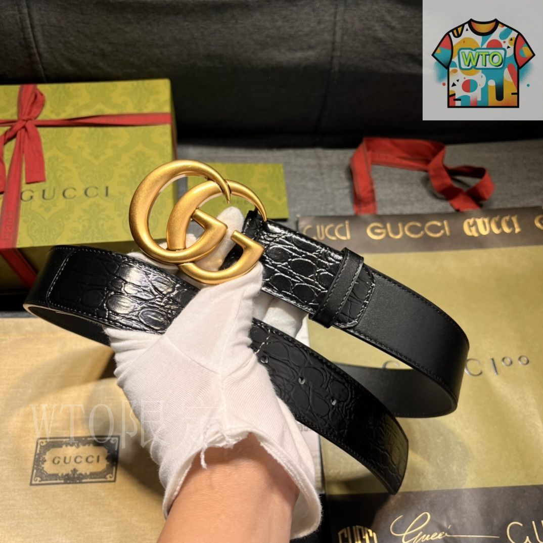 GUCCI ブラック レザー ベルト Sold Out－【GUCCI グッチ】シグネチャーレザーベルト（黒