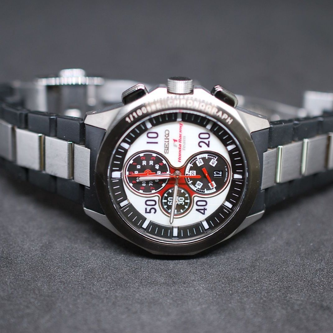 255 【美品 稼働】新品電池 SEIKO HONDA RACING 7T82-0AD0 y2k