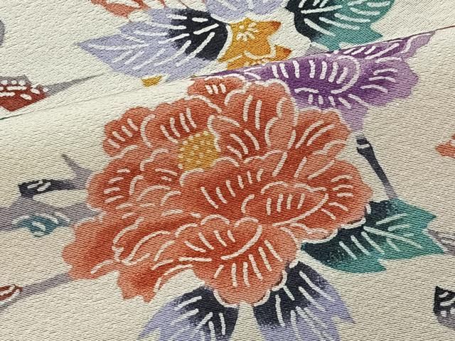 平和屋着物□上質な色無地 吉祥花地紋 一斤染色 正絹 逸品