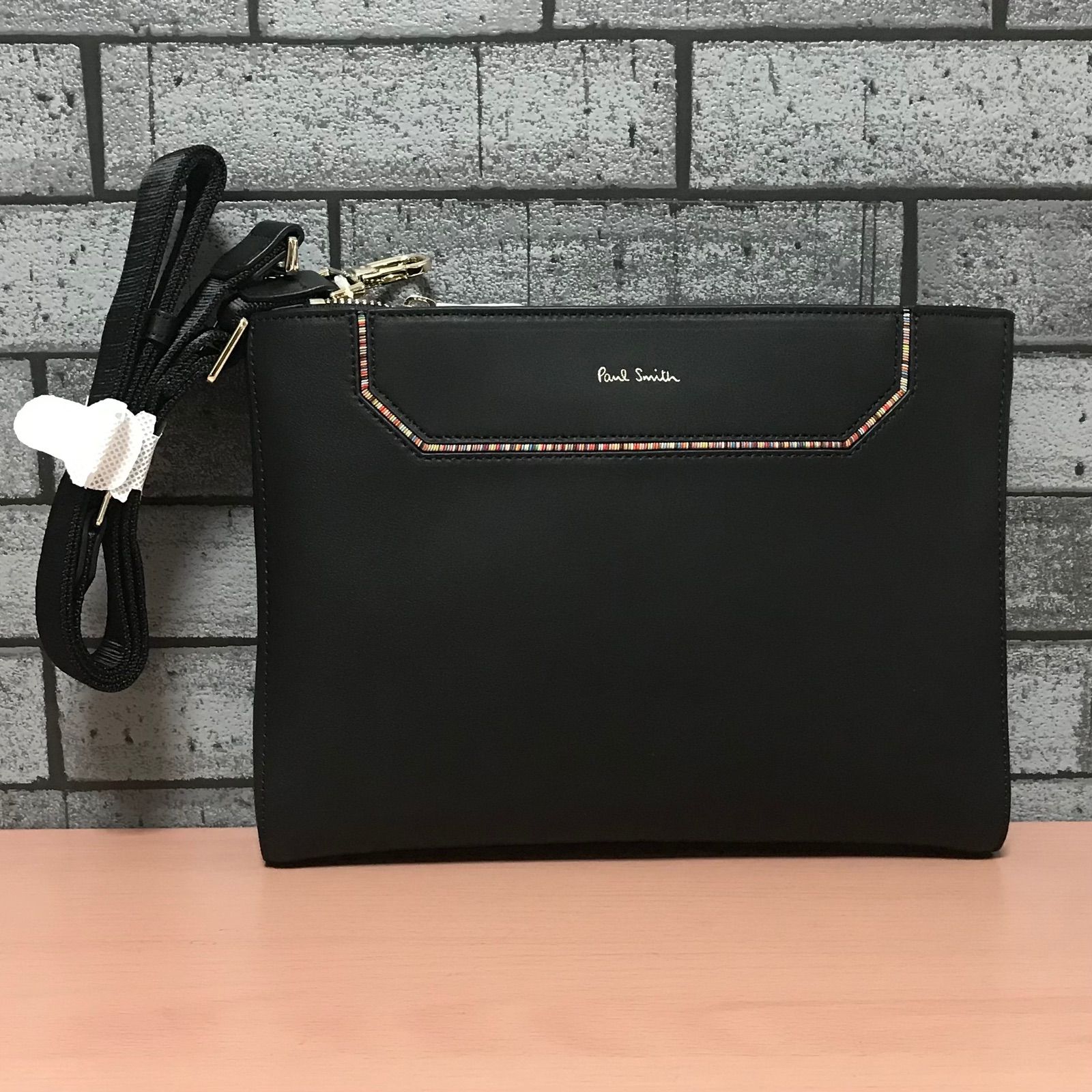 【新品未使用】Paul Smith ストライプインセット サコッシュ　グレー