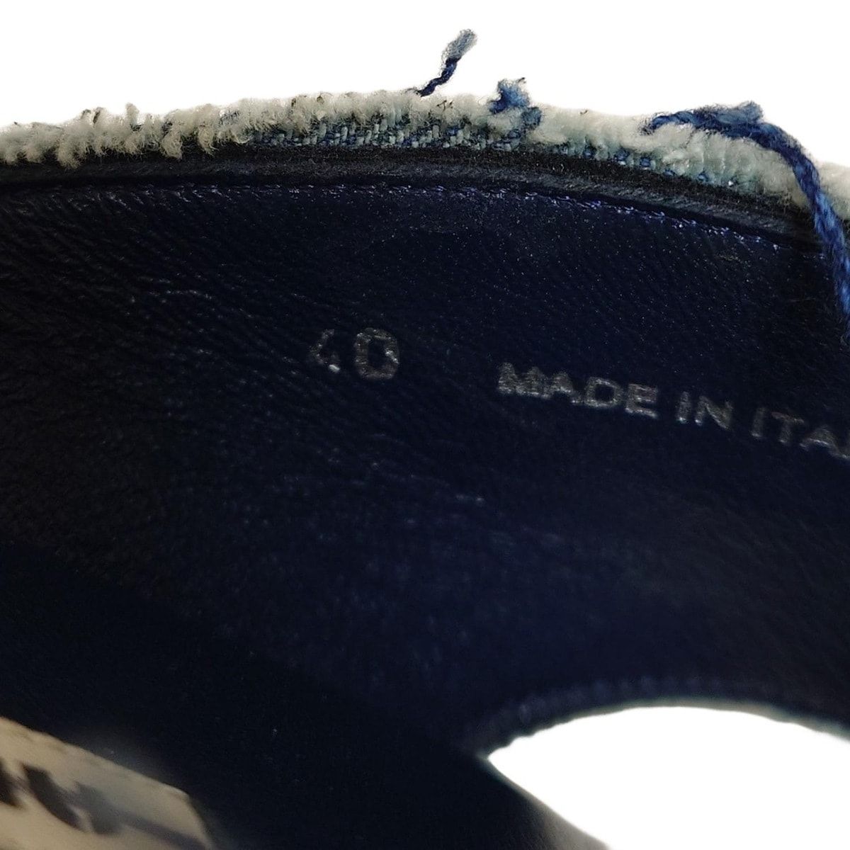 miumiu ミュウミュウ ミュール 40 レディース - ネイビー エスパドリーユ|ダメージ加工|厚底 KIN-KAAI_COM