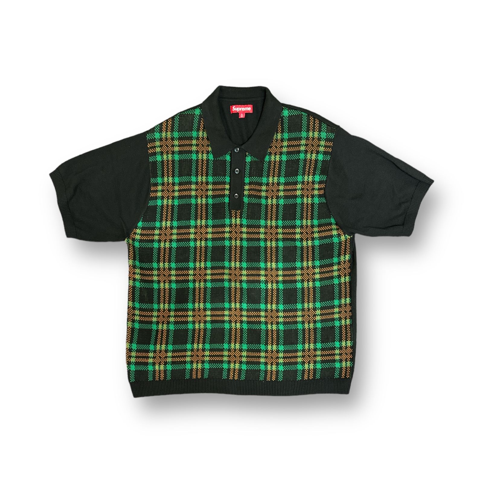国内正規 美品 Supreme 24SS Plaid Knit S/S Polo プレイド ニット 