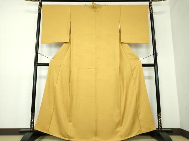 平和屋着物●上質な色無地 草花地紋 山吹茶色 やまと誂製 正絹 ♥ DAAX4133ps