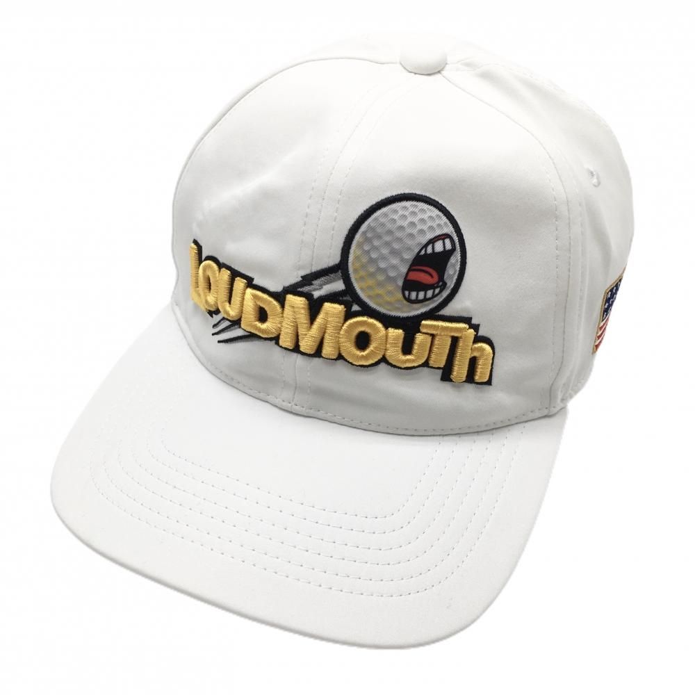 【超美品】ラウドマウス キャップ 白×オレンジ 星条旗刺しゅう 立体ロゴ ゴルフウェア LOUDMOUTH