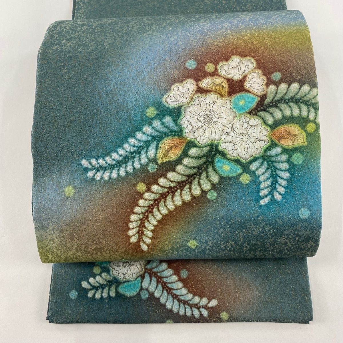 袋帯 居れ 美品 名品 辻ヶ花柄 銀通し ぼかし 藍色 お太鼓柄