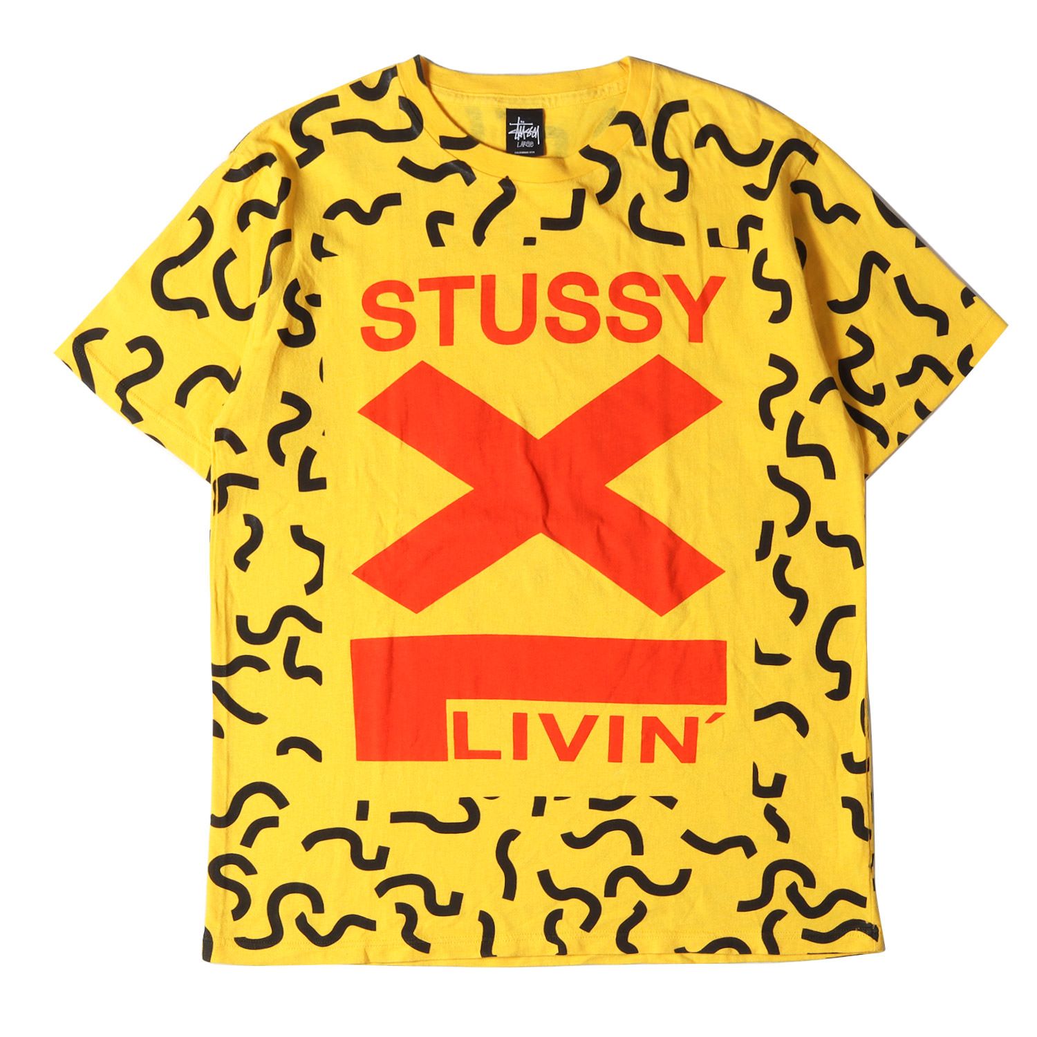 美品 STUSSY ステューシー Tシャツ 総柄 グラフィック クルーネックT