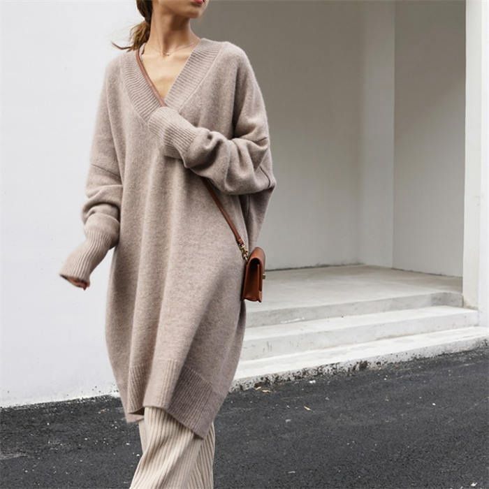ニット ワンピース ワンピ ロングワンピース チュニック ワンピース ドルマン 長袖 リブ Vネック 大きいサイズ 秋 冬 レディース ミモレ丈 ゆったり シンプル おしゃれ カジュアル 体型カバー kirh890