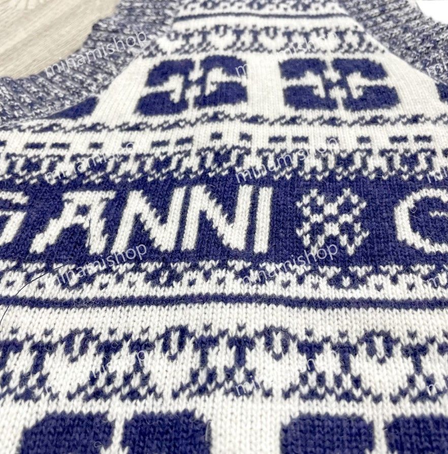 関税・送料込☆GANNI 【マルイ北千住】 ロゴジャカード ウールブレンドベスト