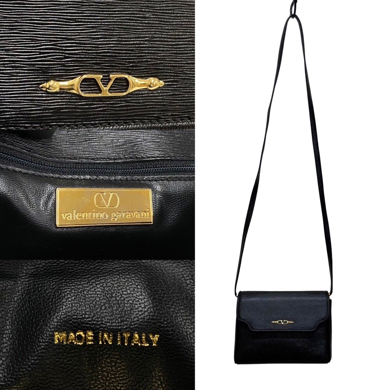 美品】VALENTINO ロゴレザーショルダーバッグミニ