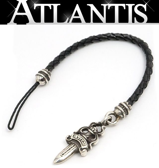 CHROME HEARTS 銀座店 クロムハーツ ダガー フォンストラップ レザー メンズ シルバー SV925 100155