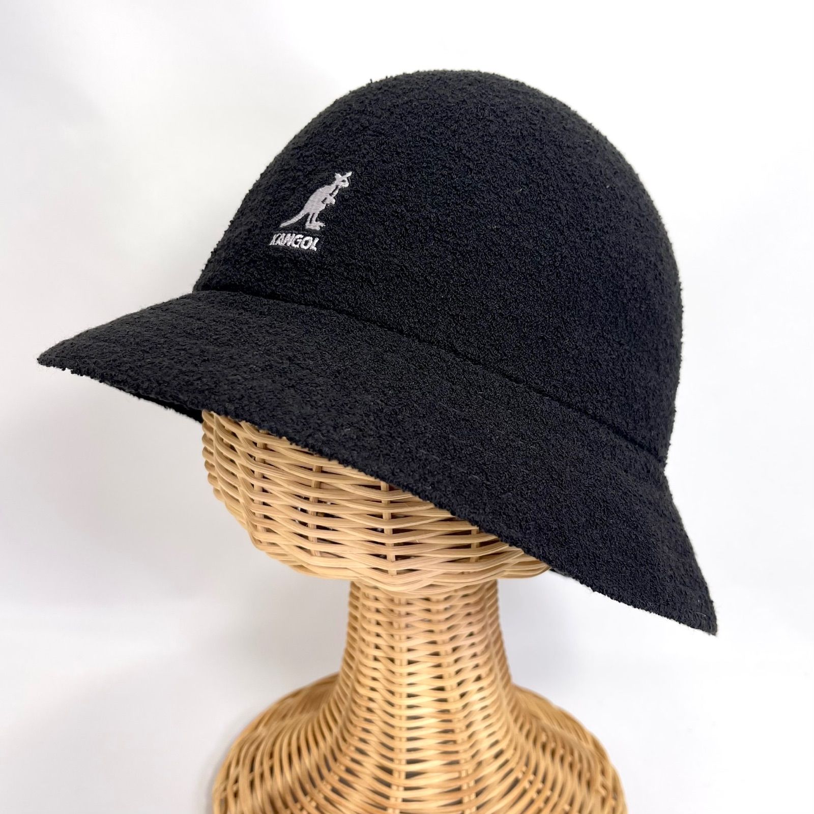 KANGOL ベル型ハット ホワイトロゴ Black/white XXLサイズ SALE