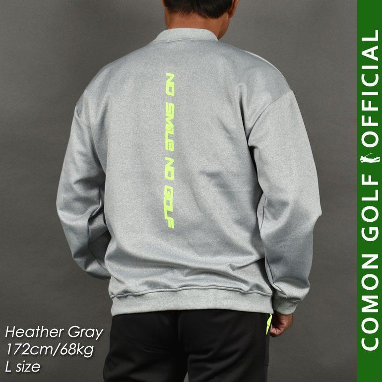 Brand New [COMONGOLF/Common Golf] Back Logo Punch Material Long Sleeve Mock Neck Golf Pullover/Heather Gray (CG-LT4019) M L XL XXL XL LL 3L 4L 2XL 3XL Golf Wear Men's Quick Drying Thermal Insulation Back Print Spring Fall Winter