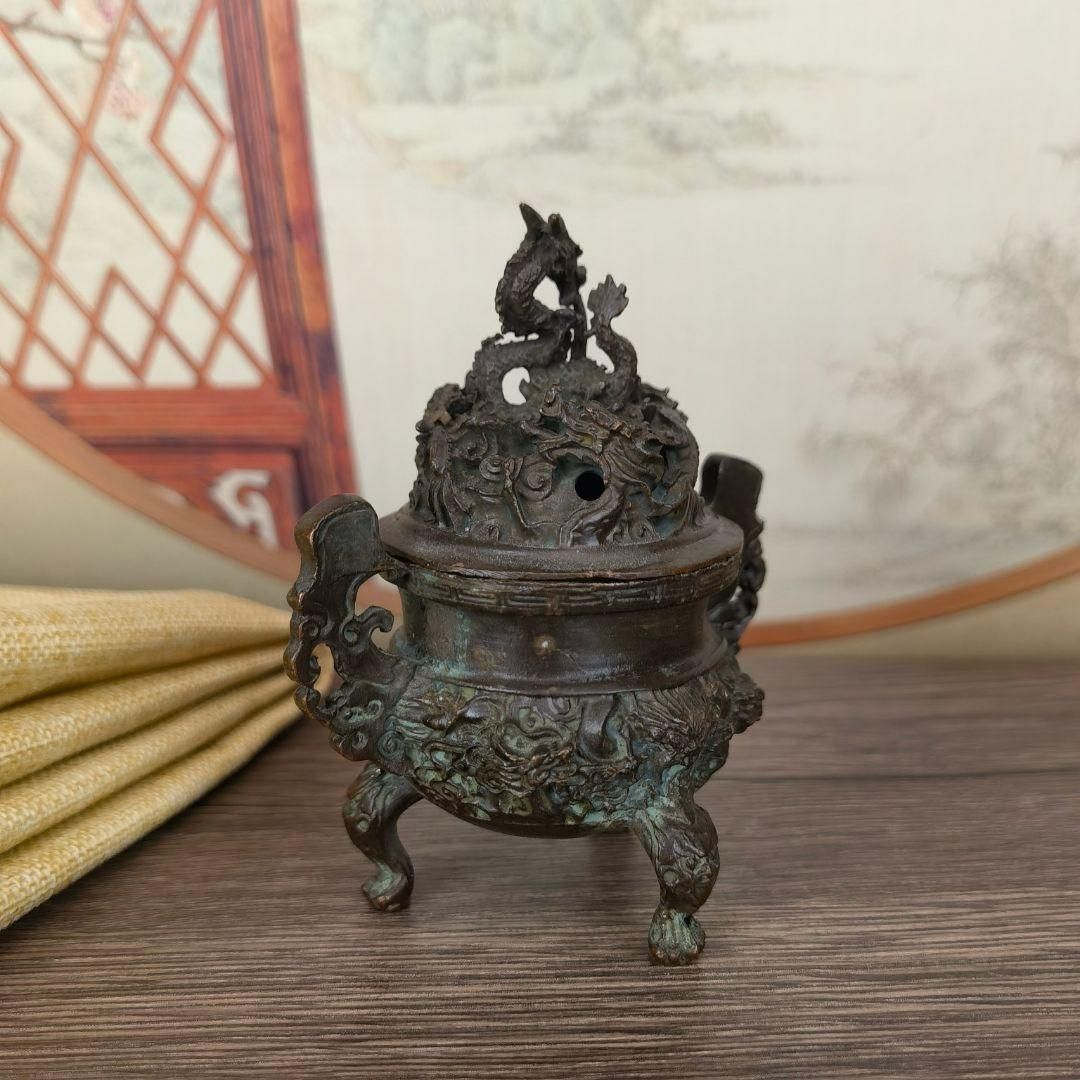 銅細工 百福 蓮華底香炉 香道具 装飾品 工芸品 美術品 置物 銅 細工 香道具 蓋置 竜紋炉 香炉 装飾品 工芸品 美術品 置物