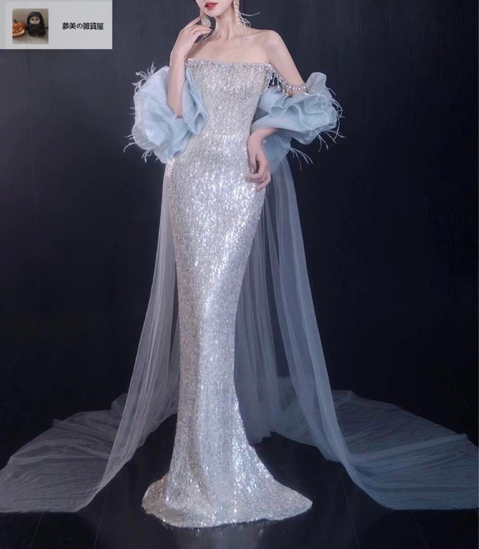 スパンコールにビジューがゴージャスなショール付き