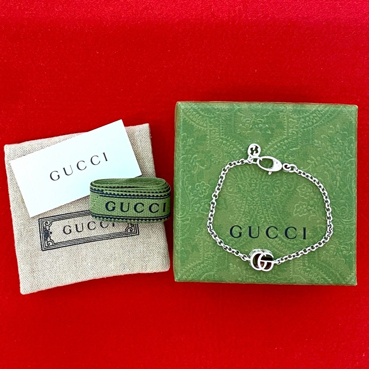 極 美品 箱 袋付き GUCCI グッチ ダブルG モチーフ ブレスレット 