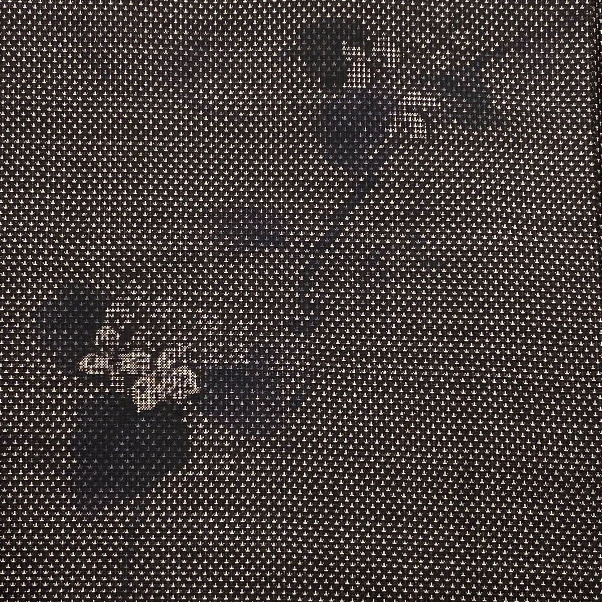 小紋 美品 秀品 変わり市松 草花 ぼかし 黒 袷 身丈150.5cm 裄丈66cm M 正絹 【中古】 小紋 身丈161cm 裄丈64cm M 袷 袋帯セット やまと 花唐草 茶紫 正絹