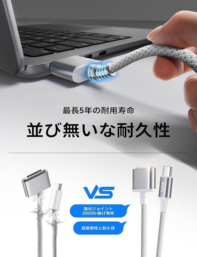 LISEN 140W Macbook 充電ケーブル (2m、PD3.1超高速充電対応