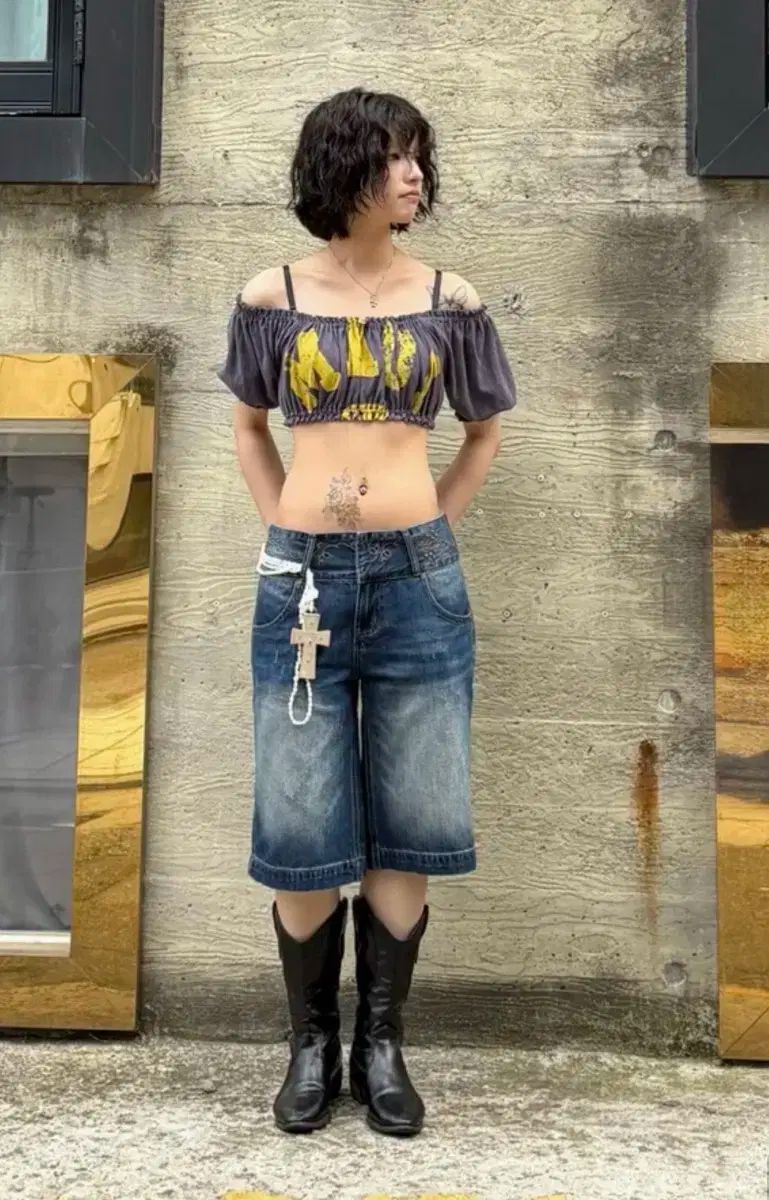 夢が叶う SCULPTOR crinkle columer top - skirt