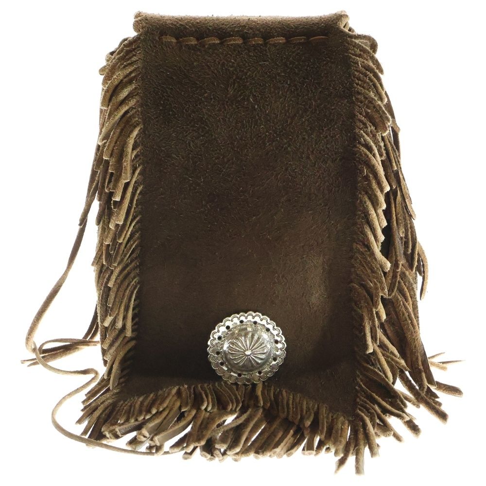goro s ゴローズ SVコンチョ付き腰掛け丸型フリンジバッグ 焦げ茶