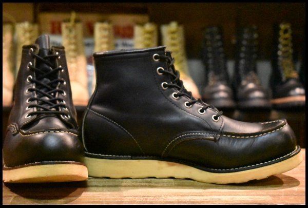 97年製 RED WING 8179 刺繍羽タグ モックトゥ ワークブーツ ブラック 7