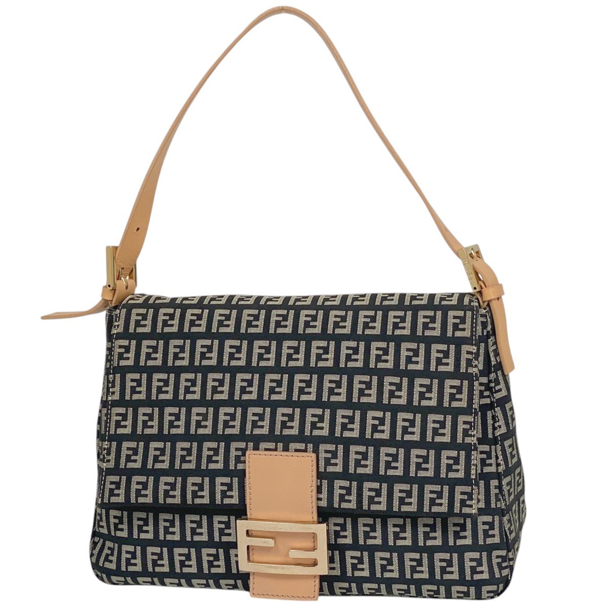 フェンディ FENDI ズッキーノ柄 ショルダーバッグ ハンドバッグ マンマバケット ショルダーバッグ キャンバス ブラック 8BR001 レディース