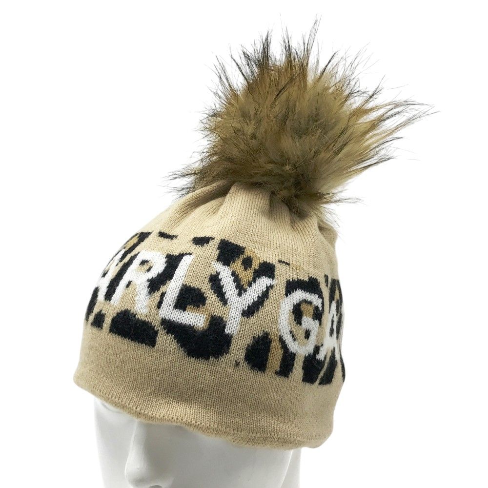 パーリーゲイツ ニット帽 レオパード柄 ヒョウ柄 ブラック PEARLY