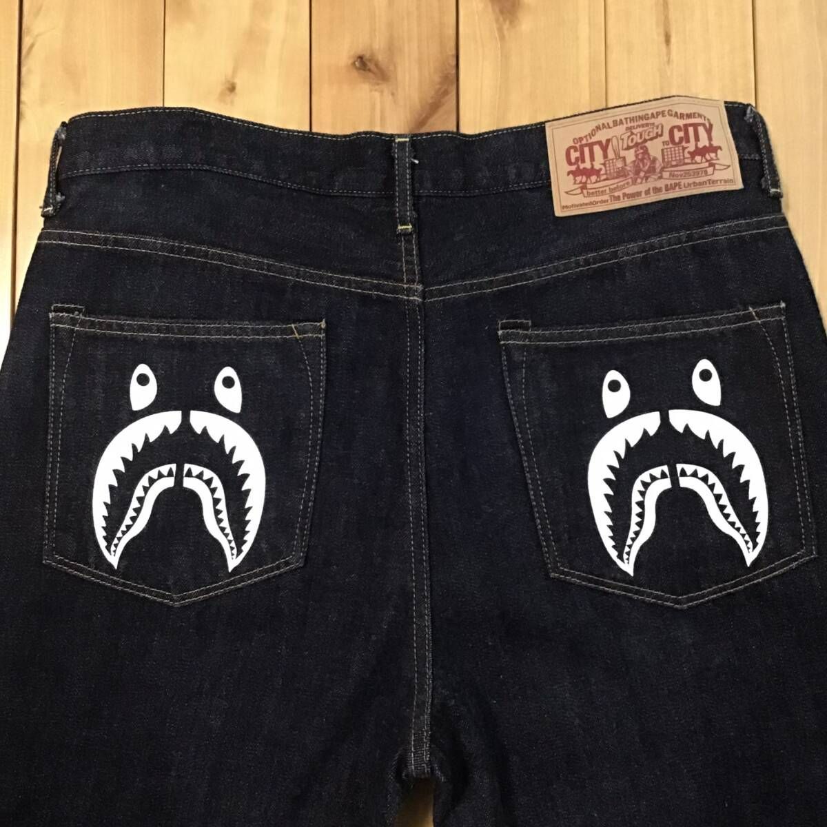 シャーク デニム パンツ Lサイズ a bathing ape BAPE shark denim