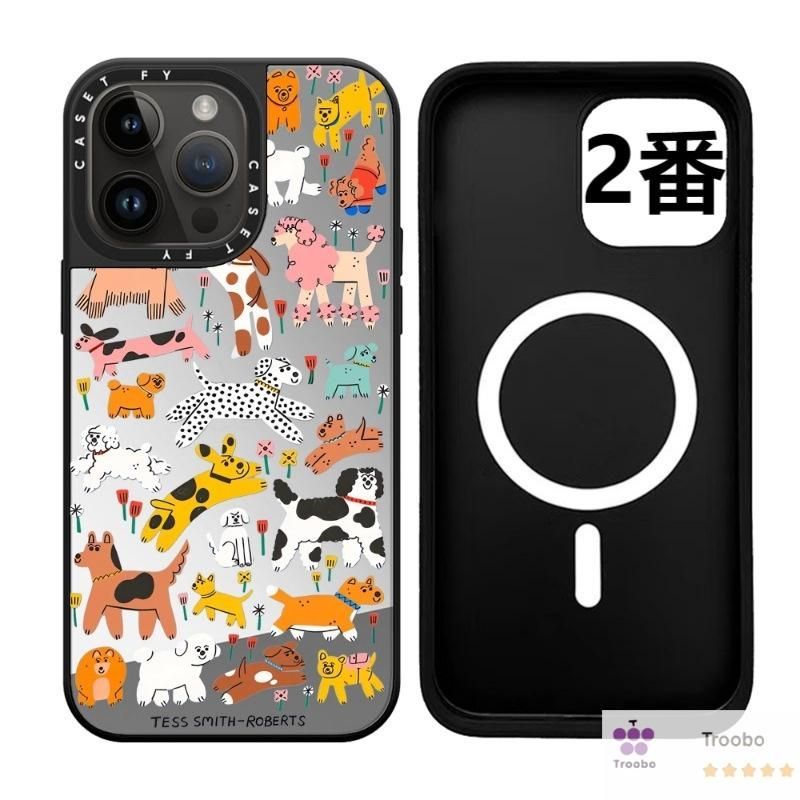 小花と子犬デザイン iPhone保護ケース CASETiFY MagSafe対応
