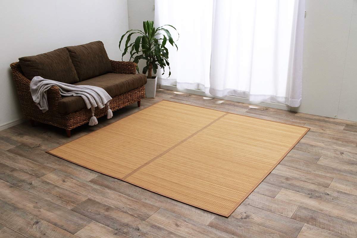 イケヒコ・コーポレーション 竹 ラグ カーペット マット ヨーク 江戸間1畳 約87×174cm ベージュ 裏付 クッション 天然素材 丈夫 抗菌 防臭 消臭 簡単 掃除 #5396210