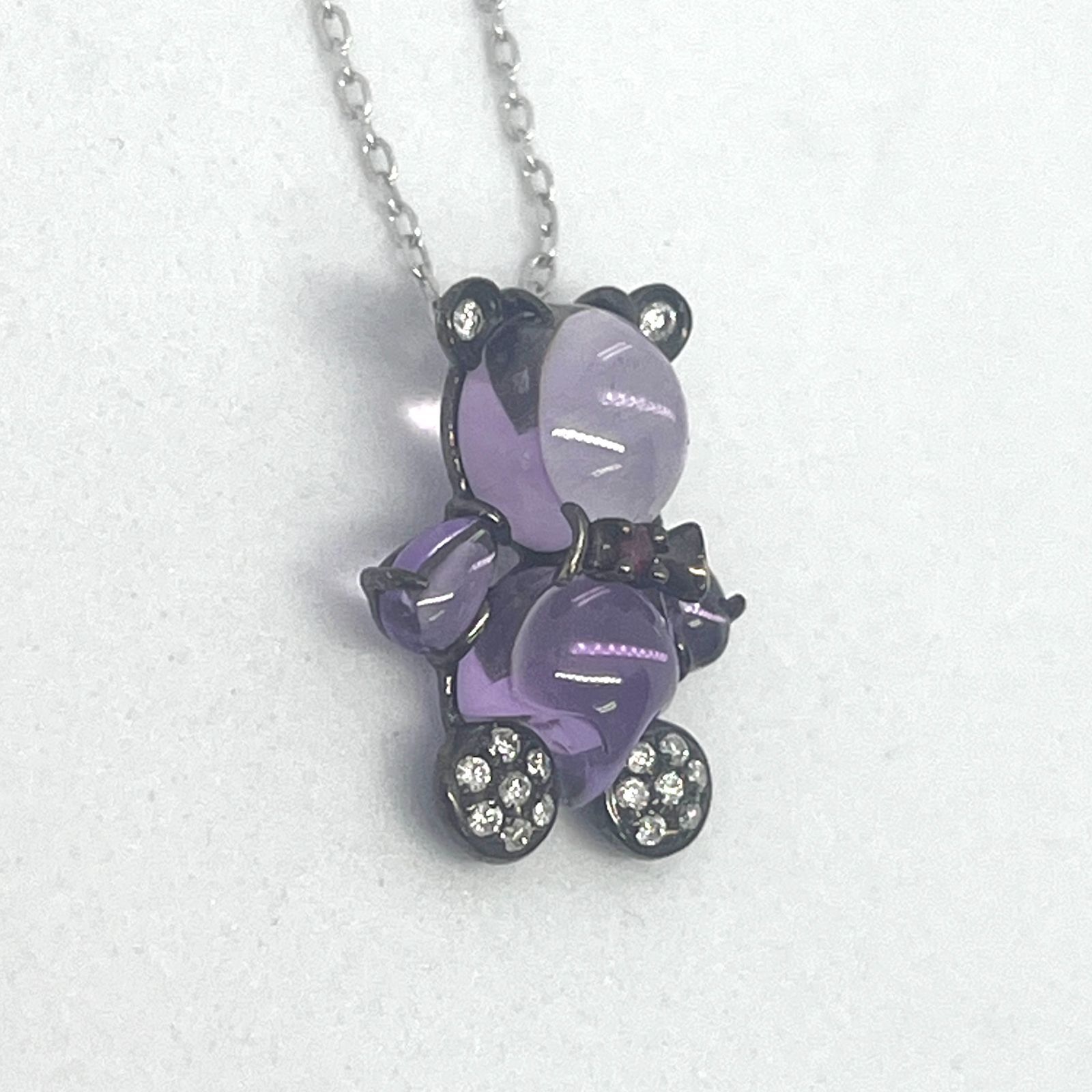 K18/WG 18金 テディベアペンダントネックレスピンクサファイア