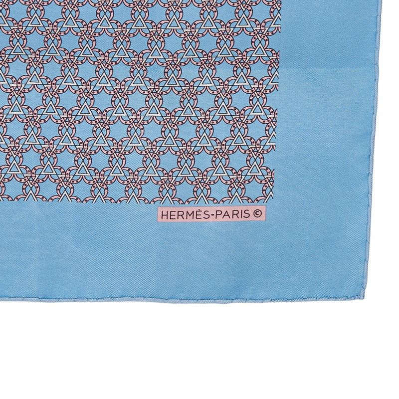 HERMÈS カレ 45 ブルージーン バイオレット コーラル シルク エルメスカレ55 LES MUSTANGS BANDANA ブルージーン/ジョーヌ